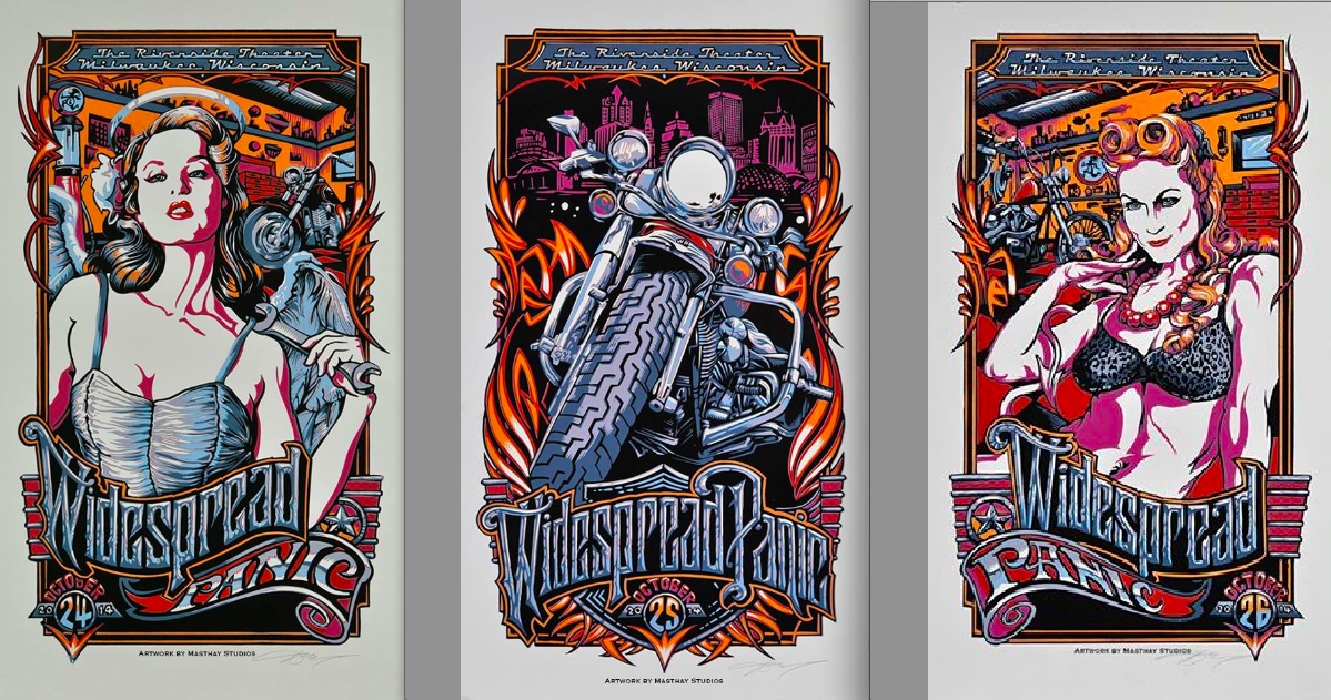 Widespread Panic Milwaukee Riverside Theater 2014 Run Posters - AJ Masthay