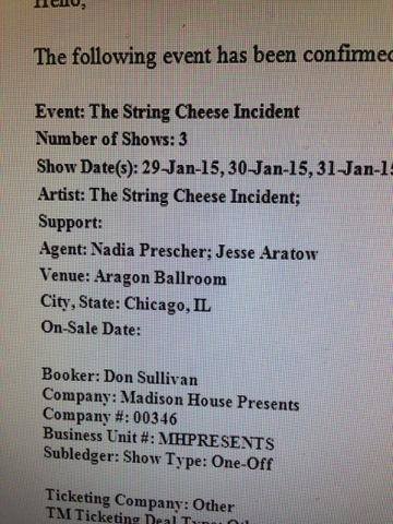 Rumor: String Cheese Incident to Play 3 Nights at The Aragon This Winter