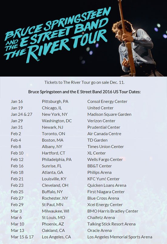 Bruce Springsteen & E Street Band To Play United Center on The River Tour 1/19/16